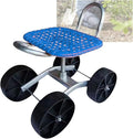 360° Swivel Rolling Gardens Cart with Seat Utility Stool with Adjustable 22-36cm Height and Rotatablefor Outdoor Planting(Blue)