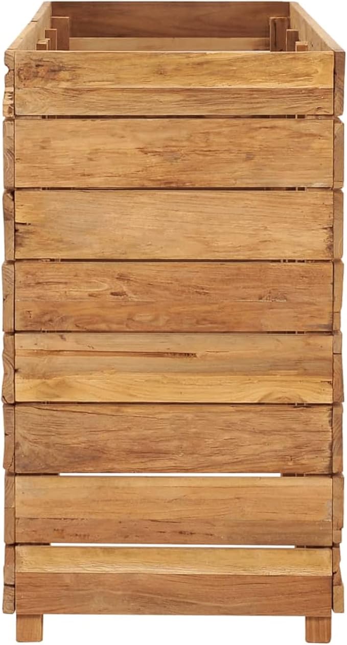 Raised Bed 59.1x15.7x28.3 Solid Wood Teak and Steel