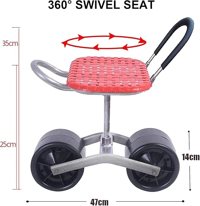 AALLYN Mobile Garden Workseat Rolling Garden Seat 360 Degree Swivel Seat Rolling Weeding Stool Garden Chair for Picking Car Repair Yards Planting