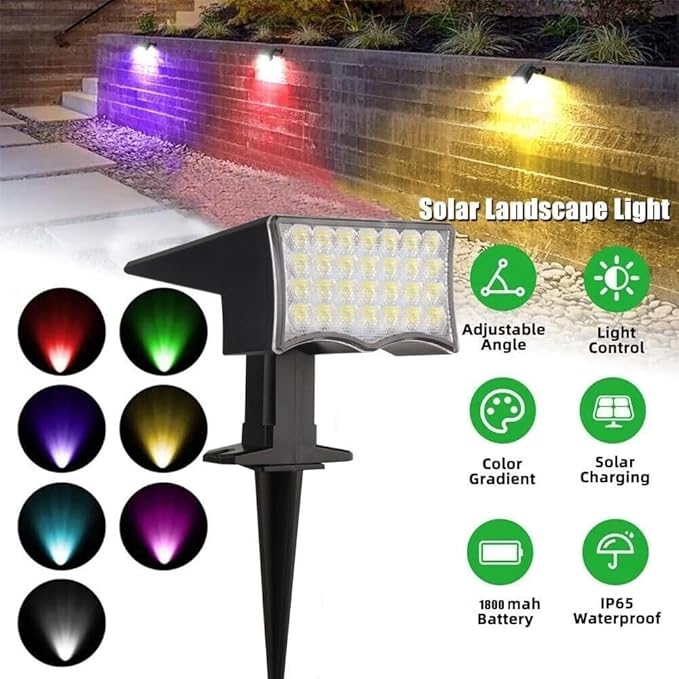 4Pcs RGB Solar Spot Lights Outdoor Garden28 LED 3 Modes IP65 Waterproof Garden Uplighters Solar PoweredAuto ON/Off Dusk Till Dawn Landscape Spotlights for YardDrivewayPathway(Sw2804-cct2PCS)