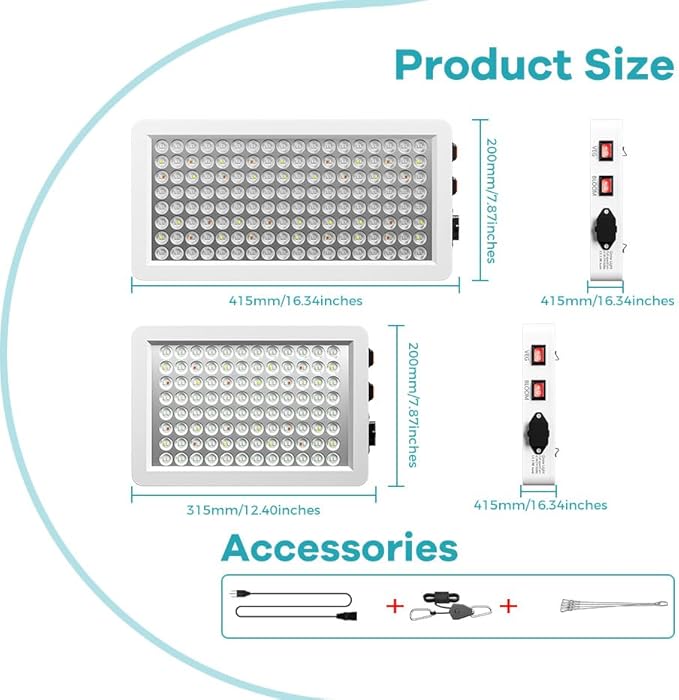 4PCS 1500W Dimmable Sunlight Full Spectrum Grow Lamp with High Yield Red Blue Diodes Silent. Perfect for Seed Starting Indoor Plants Greenhouses. Veg/Bloom Light UV/IR Included AV 100-277V US Plug