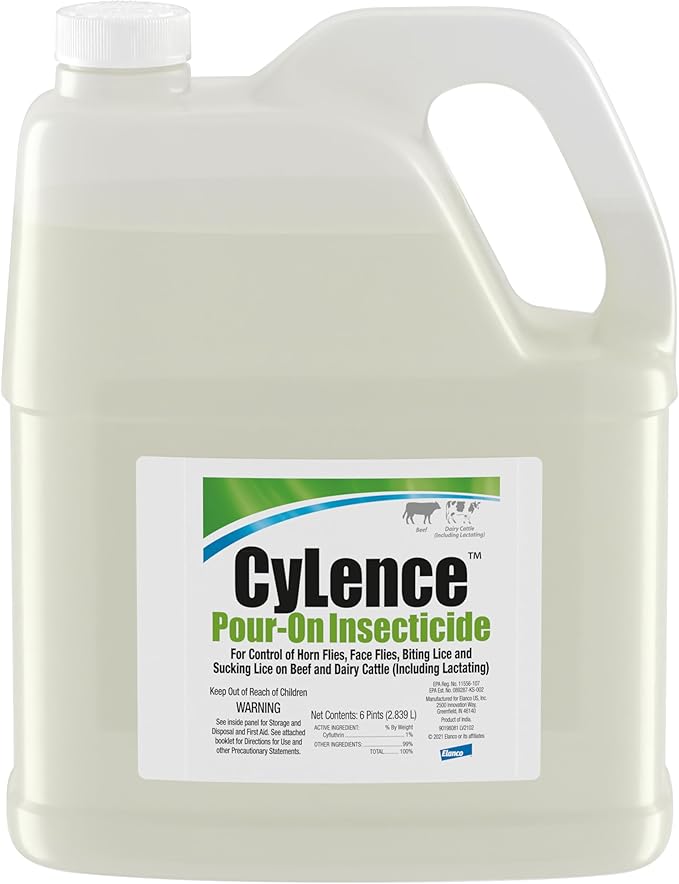 CyLence Pour-On Insecticide | Controls Flies &amp Lice | Ready-to-Use Solution for Beef &amp Dairy Cattle | 6 Pint