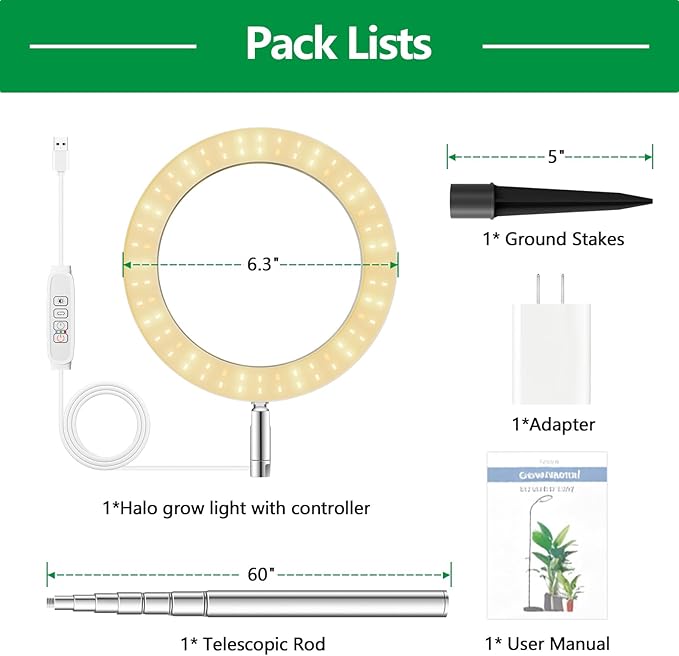 Grow Lights for Indoor PlantsLPMZMBL Indoor Plant Light80 LEDs Full Spectrum Plant Lights for Indoor Growing with 6/12/16H Timer-WG1