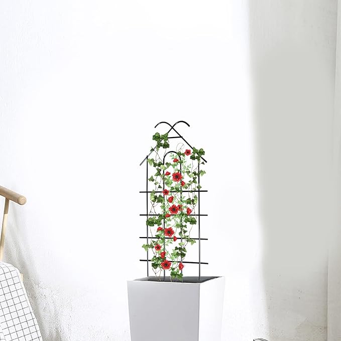 ARIFARO 24 Metal Garden Trellis for Climbing Plants 4 Pack Plant Trellis for Potted Plants Indoor Outdoor Black Trellis for Vines Flowers House Plants 10 Wide