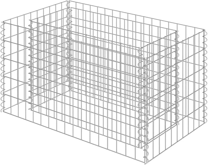 Galvanized Steel Gabion Raised Garden Bed 35.4x35.4x19.7in Silver Rectangular Elevated Planter Box for Flowers Vegetables Patio Yard Modern Metal Outdoor Planter