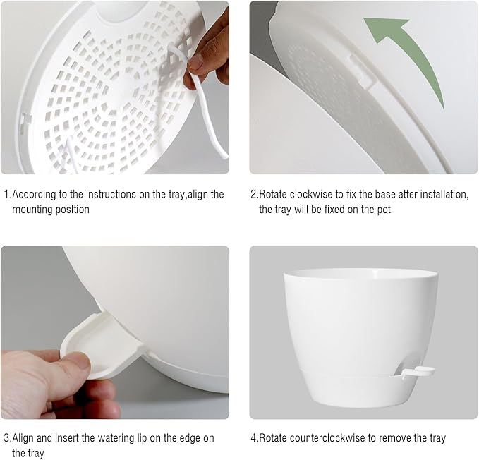 Large Self Watering Pots 12/10/9 Plastic Planters with High Drainage Holes and Deep Reservoir for Indoor Outdoor Garden Plants and Flowers White