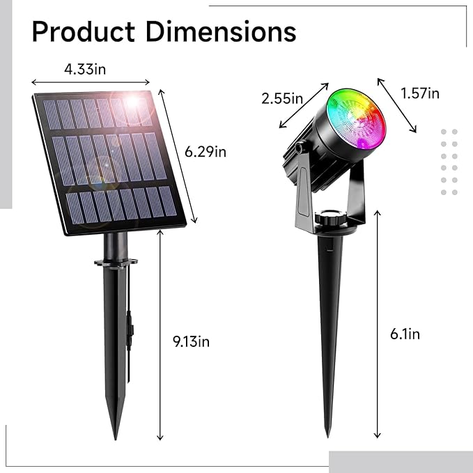 Solar Outdoor Changing Color Lights Led Spotlights Landscape Pathway Rgb Lights Garden Yard Weatherproof Installation Easy Savings Energy