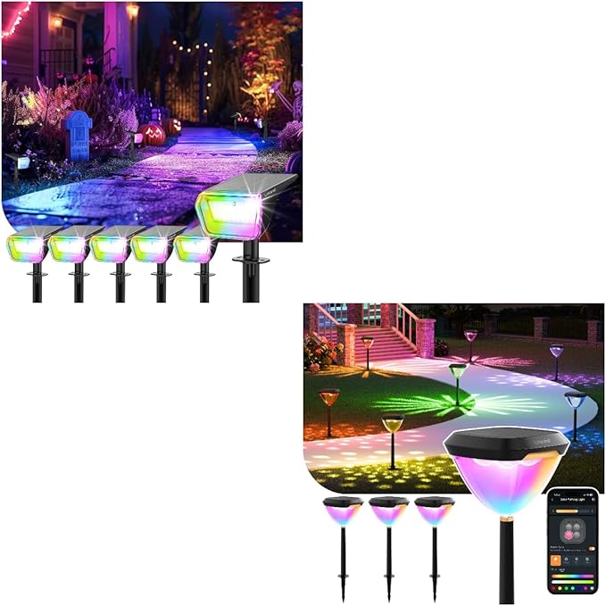 Linkind RGB Halloween Spotlights with Smart Solar Pathway Lights SP6