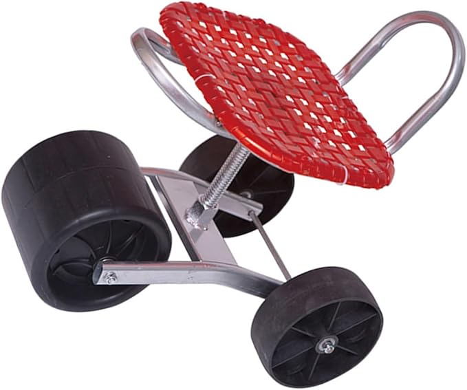 Portable Garden Stool with WheelsLightweight Gardening HelperAdjustable Height 22-36cmfor Balcony Orchards Farms(Red)