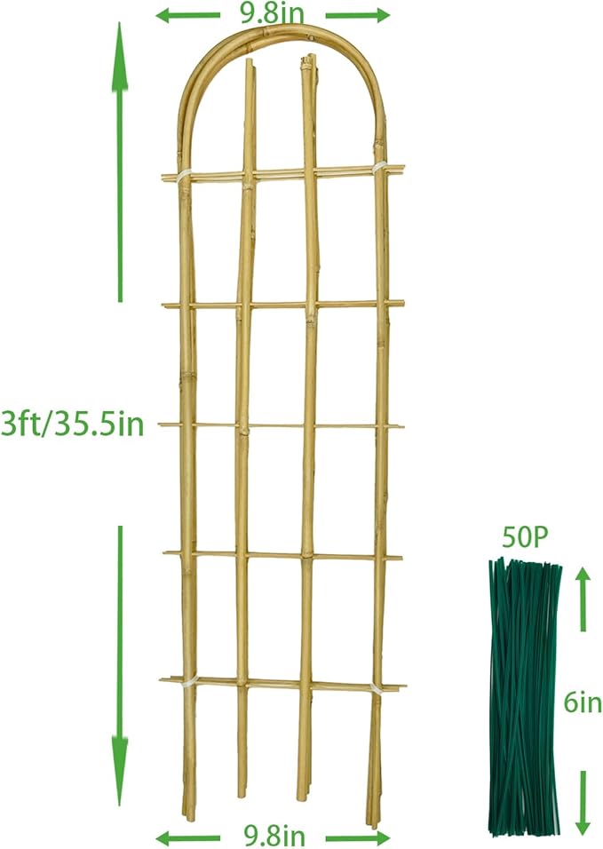 Bamboo TrellisU-Shape Bamboo Trellis3Feet3packTrellis for Climbing Plants Outdoor BambooforClimbing PlantsTomato VegetablesFlowers Beans CucumberIndoor Potted Climb Plants