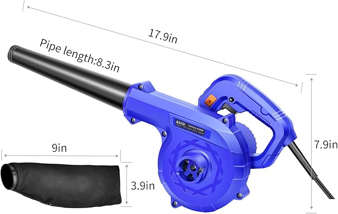 Corded Electric Blower Portable and Lightweight Handheld Vaccum/Blowing110V 580W2 in 1 Blow and Suction for LeafDustSnowSweep