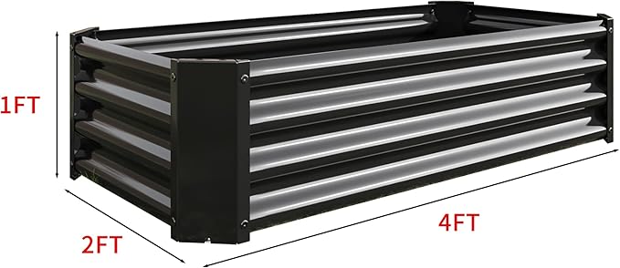Raised Garden Bed kit 4 * 2 * 1ft Outdoor Raised Beds for Gardening Galvanized Raised Planter Box Suitable for Home Garden Patio Planting Vegetables Flowers and Herb Fruits