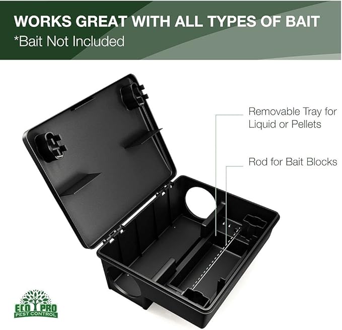 Rat Bait Stations 2-Pack | Refillable Outdoor Mouse Bait Station with 2 Locks &amp Keys | Weather-Resistant Rodent Bait Box for Indoor &amp Outdoor | Pet &amp Kid-Safe Rat Trap Alternative Medium S
