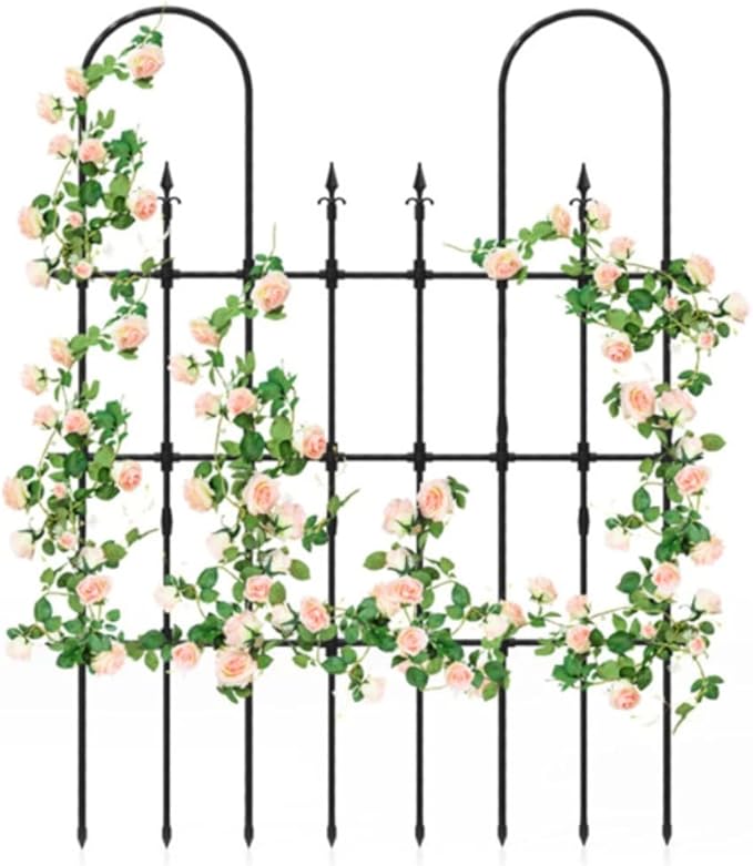 58 x 73 Inch Metal Garden Trellis for Climbing Plants Black Metal Coating Rustproof Perfect for Supporting Climbing Plants Outdoor