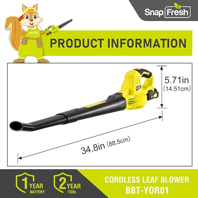 SnapFresh Cordless Leaf Blower with Battery &amp Charger 20V Electric Leaf Blower for Lawn Care Battery Powered Leaf Blowers Lightweight for Patio/Yard/Garden Blowing