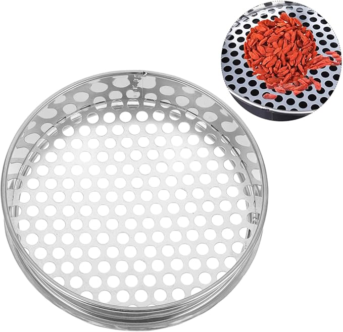 Sosoport 2pcs Round Soil Sifter Garden Soil Sifter Stainless Steel Sifting Pan Mesh Sieves for Rocks and Lawn