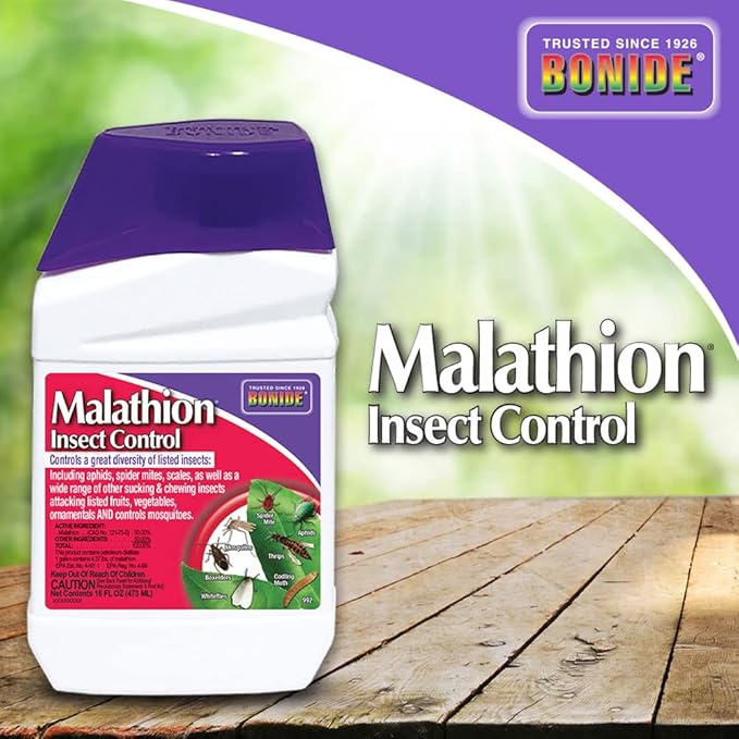 Bonide Malathion Insect Control 16 oz Ready-to-Mix Concentrate Bug &amp Spider Mite Killer for Outdoor Garden Use