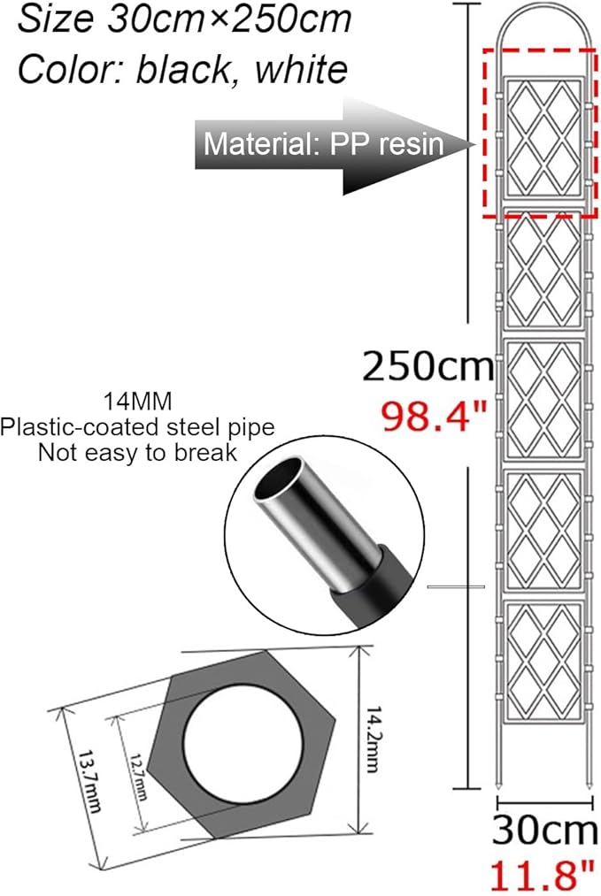 Large Decorative Outdoor Trellis Metal Garden Trellis For Climbing PlantsEuropean Style Rustproof Metal Garden Fence For Outdoor Indoor Potted Plants Tomato Rose(White30x250cm(11.8x98.4in))