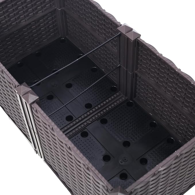 Self-Watering Raised Garden Bed Planter Box for Vegetables Herbs Flowers and Succulents – Deep Outdoor Indoor Planter with Drainage System (Brown + Polypropylene-1)
