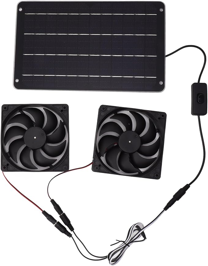 VINGVO Solar Fan Solar Heater For Chicken Coop 20W Greenhouse Heater Solar Powered Solar Powered Exhaust Fan For Outside Chicken Coops Greenhouses Sheds