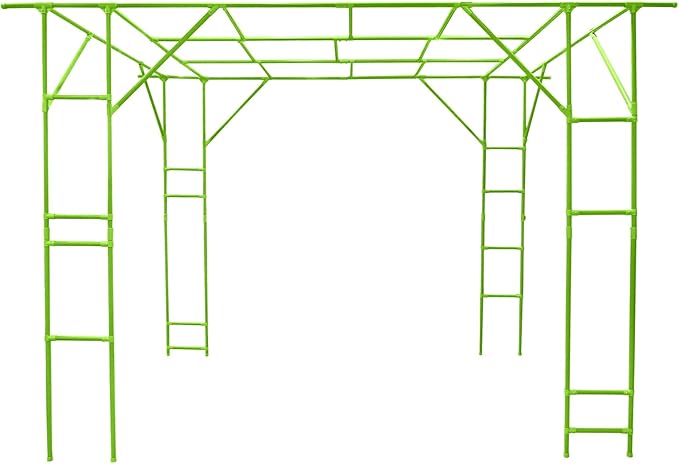 Metal Pergola Arbor Garden Arch Trellis for Climbing Plants 9.84 * 6.56 * 7.55ft Large Tall Trellis Plants Support for Climbing Vine Vegetable Fruit Flower Wedding Party (Green Style B)