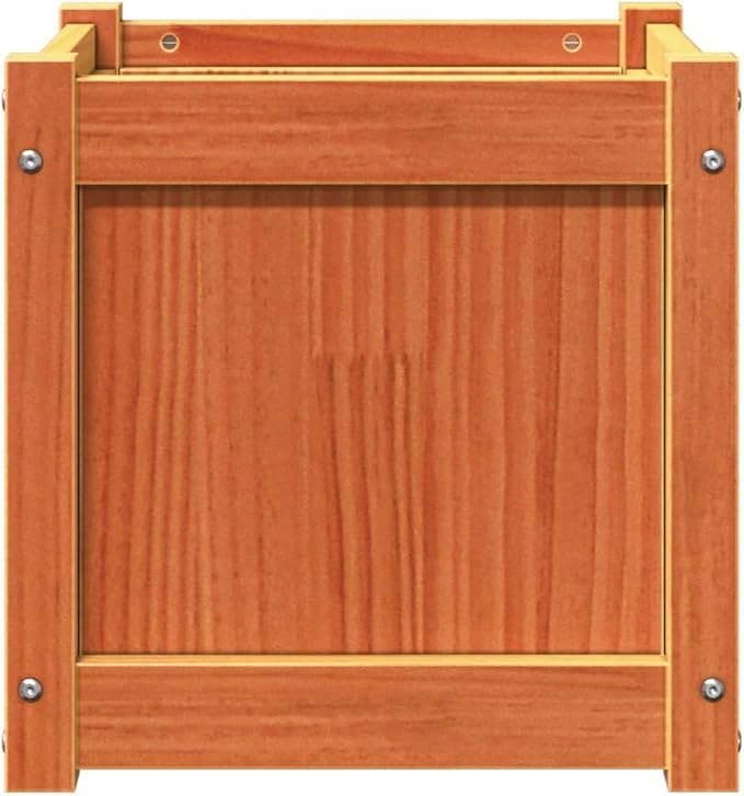 Garden Planter Wax Brown Solid Pine Wood Medium 15.7 Square Decorative Inlays Outdoor Raised Bed for Flowers Herbs Vegetables
