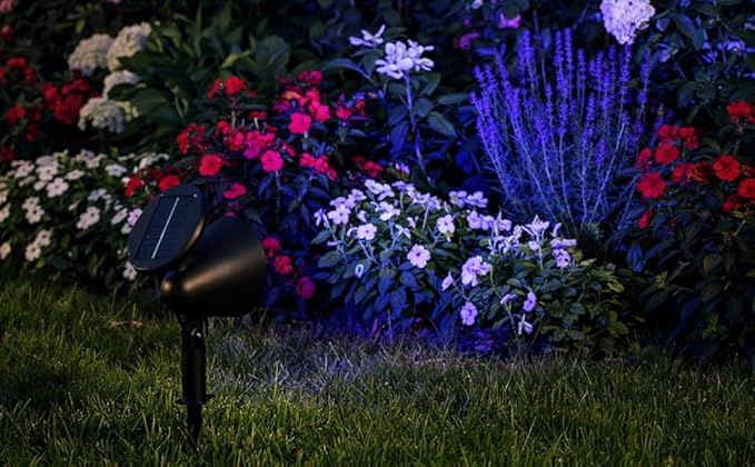 2 Pcs Solar Spotlights Blue Outdoor Led Landscape Lighting Waterproof with Solar Panel 6-8 Hours for Garden Lawn and Patio Yard Decor