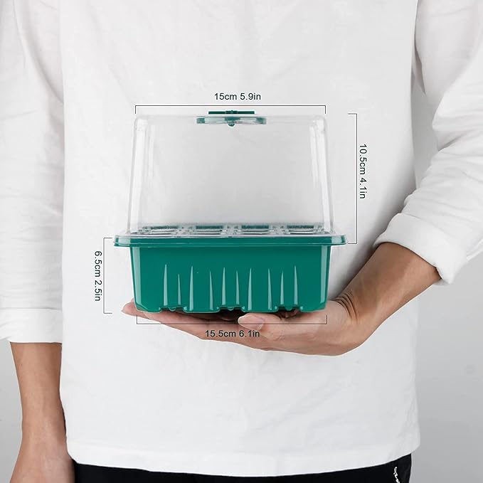Seed Starter Tray with Grow Light Plant Germination Starter Kit Seed Starter kit with Humidity Dome and Base for Greenhouse Grow Wheatgrass Hydroponic (Timed Seedling Tray)