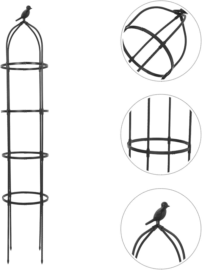 Housoutil Metal Bird Garden Trellis Climbing Plant Support Frame for Outdoor Patio and Flower Bed Decor 12.5 Diameter X 5.78ft Height Heavy Duty Steel Pergola for Roses and Cucumbers