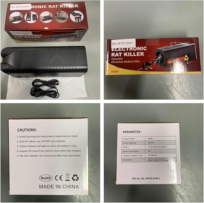 2026 Rat Trap Electric Mouse Trap Zapper with Powerful VoltageRechargeable Reusable Electric Mice Trap Rodent Zapper Electronic Mouse Traps Shock Killer for Indoor Kitchen Attic Warehouse Home