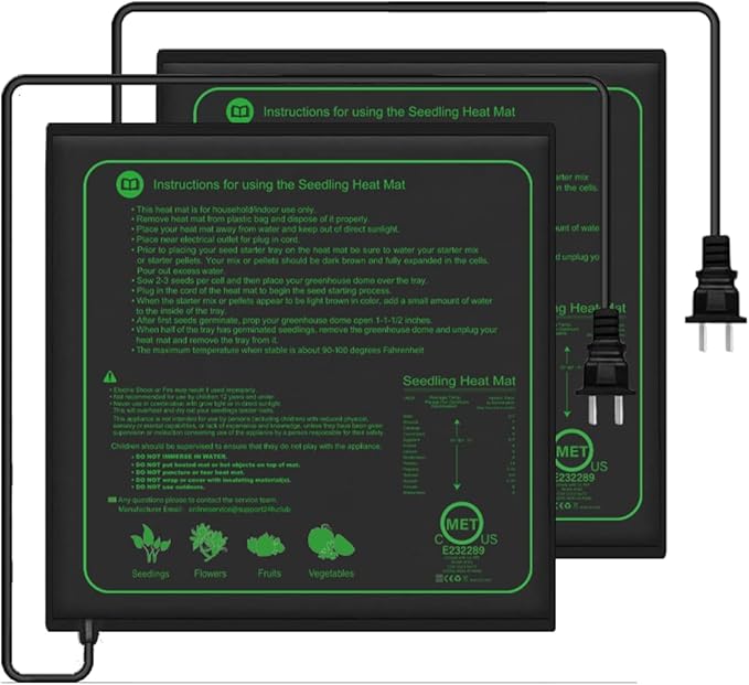 2 Pack Seedling Heat Mat for Seed Starting20 x 20.75 Waterproof Heating Pad for Indoor Plants Germination(L)