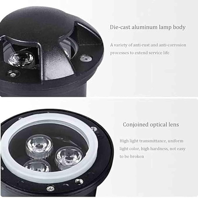 LED Recessed Ground Spotlight - Garden Buried Lights - 4 Sides Light Emitting Waterproof IP65 Recessed In-Ground Lamp for Courtyard Pathway Landscape Lamp(White3W-24)