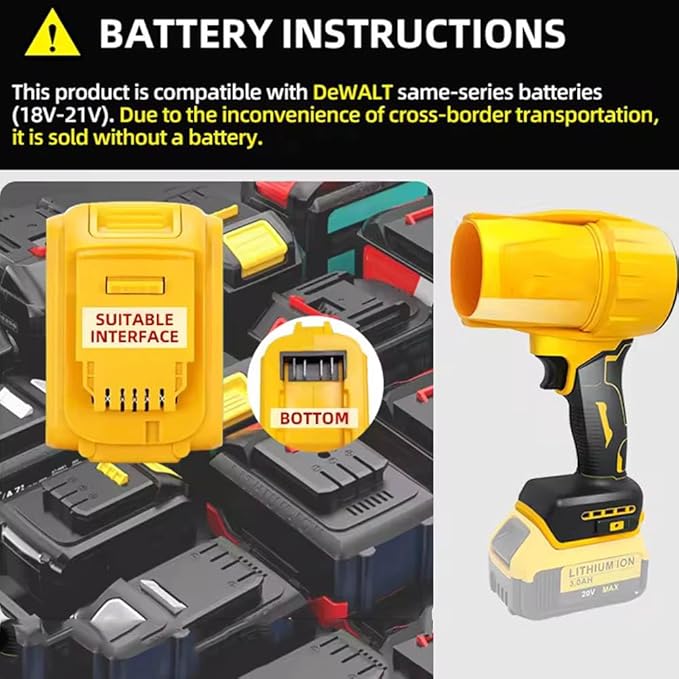 Brushless Leaf Blower for DEWALT 20V Battery Cordless High-Speed Handheld Air Blower Jet Fan Design for Patio Cleaning Lawn Care Blowing Leaves/Dust (No Battery &amp Charger Included)
