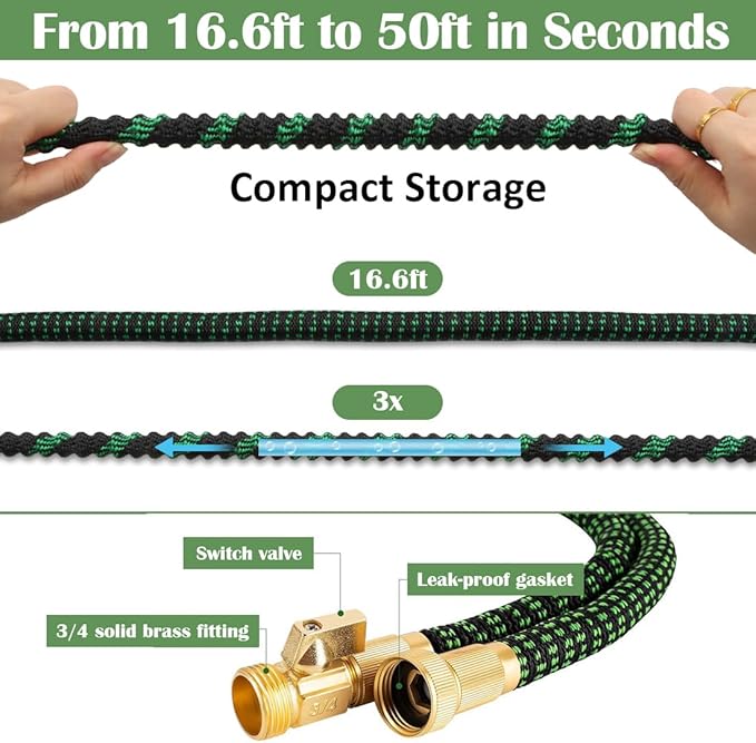5 Gallon Nursery Pots (10-Pack) + 50ft Garden Hose with Spray Nozzle + 3-in-1 Soil Tester for Moisture/Light/pH | All-in-One Gardening Kit for Indoor/Outdoor Plants Gardening Gifts for Women