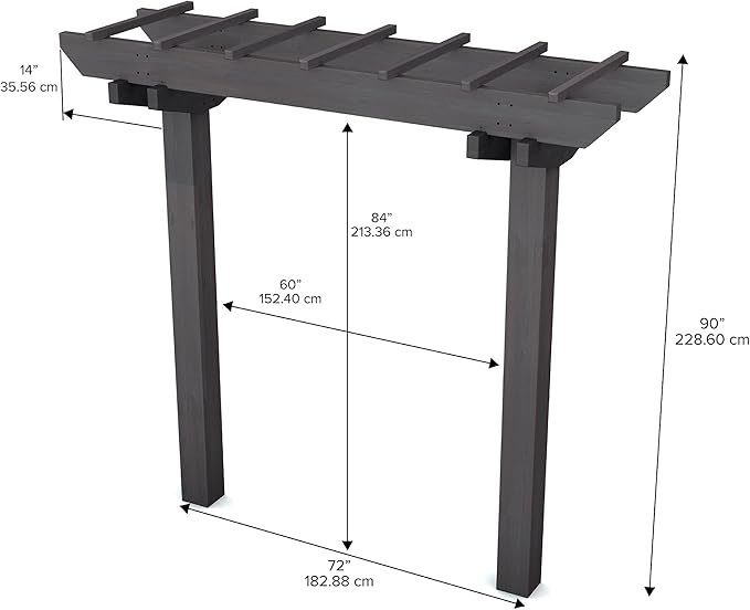 Vita Charcoal Gray Wildwood Cedar Arbor – 72 W x 90 H Garden Arch for Climbing Plants Wedding Ceremony &amp Backyard Décor Durable Two-Post Trellis Easy Assembly for Parties &amp Celebrations