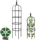 2 Pack Garden Trellis For Climbing Plants Trellis For Potted Plants Tomato Cage Pots Rustproof Metal Plant Flower Trellises Clematis Vine Jasmine Support Outdoor Indoor(Black32*150cm/11.8*59)