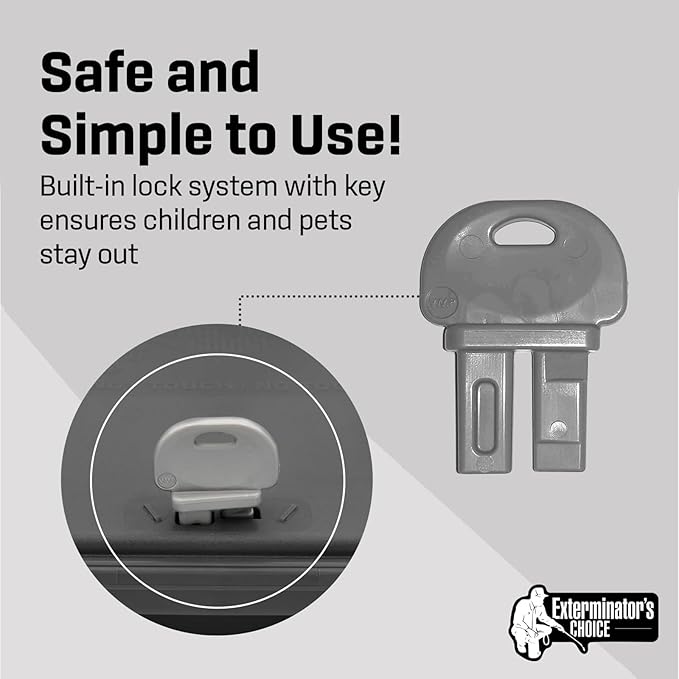 Exterminators Choice Mouse Bait Station Kit - Heavy-Duty Indoor &amp Outdoor Use - Bait Stations for Yard - Secure Key-Lock Design - Pack of 6 1 Key Black 4.75in x 3.5in x 1.25in