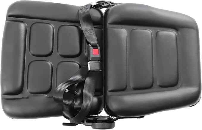 Universal Forklift Seat Forklift Seat with Ordinary Safety Belt &amp Adjustable Backrest Foldable Lawn Mower Seat with Pre-Drilled Holes for Garden Excavator Bulldozer Trencher (B)