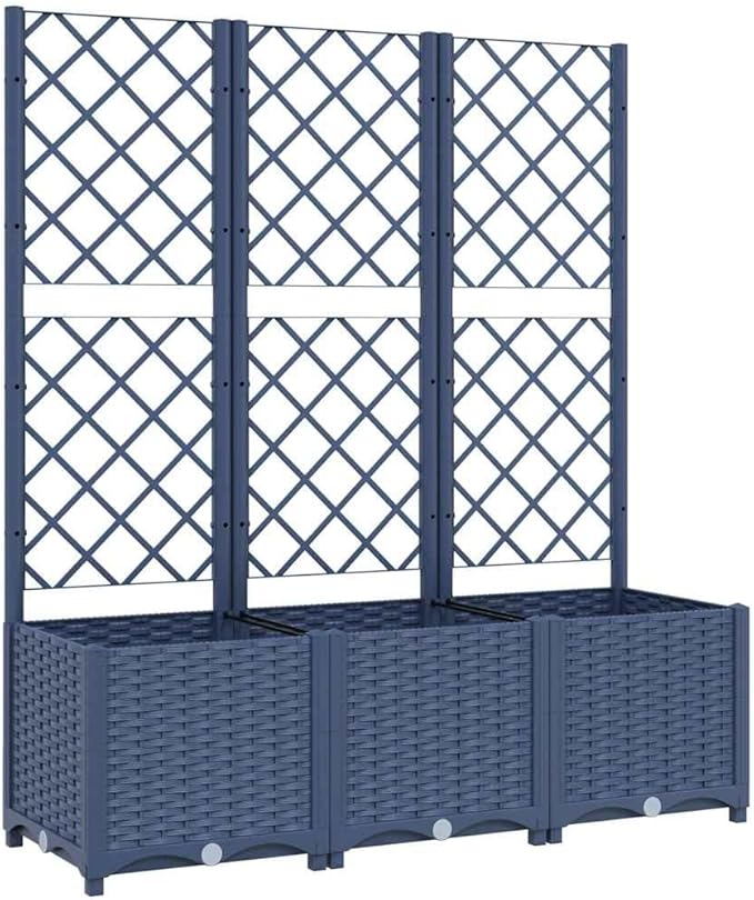 53.5 Raised Garden Bed with Trellis 47.2x15.7 Vertical Planter Matte Blue-Grey Polypropylene for Balcony