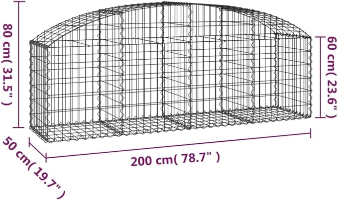 78.7 Large Rectangular Galvanized Iron Gabion Planter Box 19.7 H Outdoor Garden Planter for Yard Patio Silver Wire Basket Pot for Flowers Vegetables Heavy-Duty Raised Bed Kit