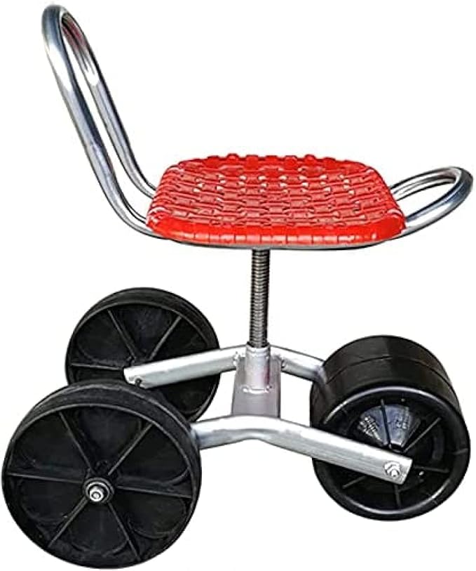 Garden Rolling Work Seat Garden Tools with Wheels 360 Degree Swivel Load 100Kg Adjustable Height for Weeding Gardening Lawn CareCGreen