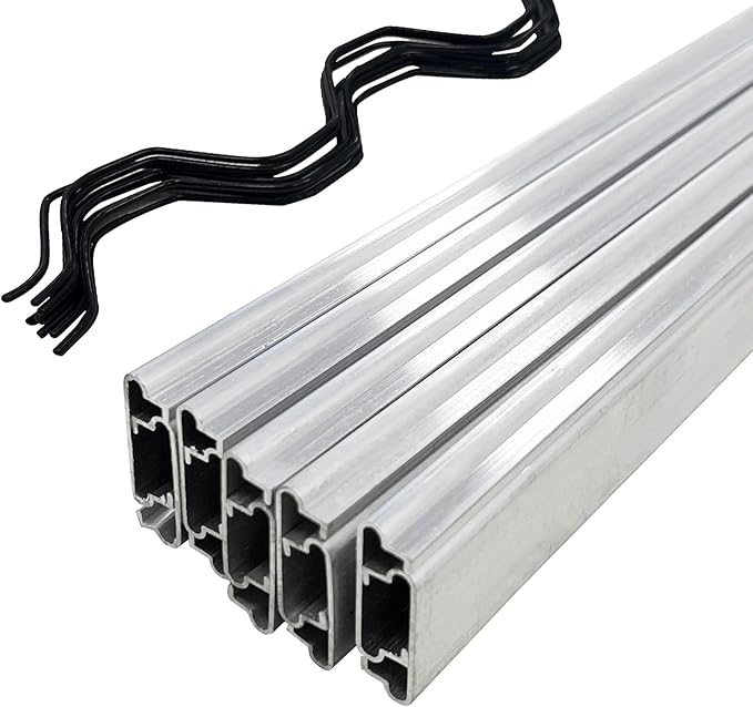 20-Pack Greenhouse Wiggle Wire &amp Lock Channel Kit (6.6ft) - PVC-Coated Spring Wire with Aluminum Track for Plastic Film Garden Greenhouse Repair Hardware &amp Insulation Accessories