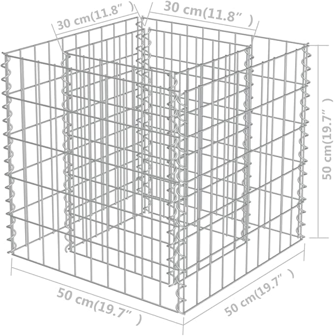 Gabion Planter Raised Bed Outdoor Garden Galvanized Steel Wire Mesh Grid Stone Wall Flower Raised Bed for Vegetables Flowers Plants 19.7 x 19.7 x 19.7