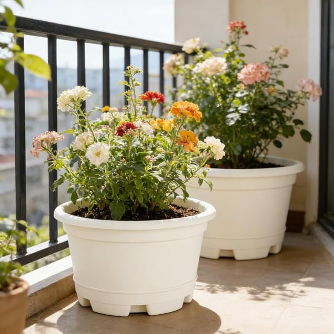 5 Packs 13 inch Plant Pot Modern Decorative Garden Pot with Saucer Large planters for Outdoor PlantsDecorative Flower Pots
