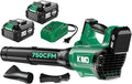 KIMO Cordless Leaf Blower with Battery and Charger 750CFM 220MPH 4 Speeds w/Turbo Mode Brushless Motor 3 Extended Tube 2x4.0Ah Battery Powered Leaf Blowers for Lawn Care Patio Cleaning Wet Leaves
