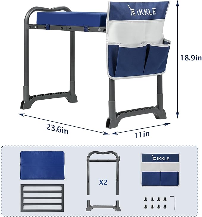ikkle 838LB+ Capacity Garden Kneeler and Seat - Ultra Heavy Duty Stool Bench with Thick Soft Pad Gift for Gardeners