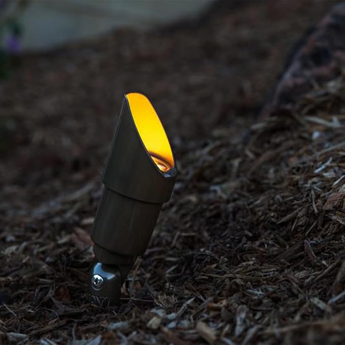 FX Luminaire LED Landscape Up Light 20W MR-16 Wide Flood 2700K ProAim Adjustable Uplight with Long Shroud Ceramic Socket Low Voltage Bronze Outdoor Light Luxor Compatible