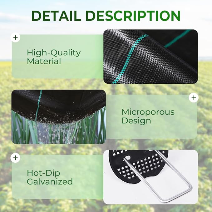 Premium Woven Weed Barrier 2025 Upgrade Heavy Duty PP Weed Barrier Fabric Garden Weed Barrier Landscape Fabric Weed Control Garden Cloth Weed Blocker Fabric (Only Weed Barrier 3.3 * 32.8ft)
