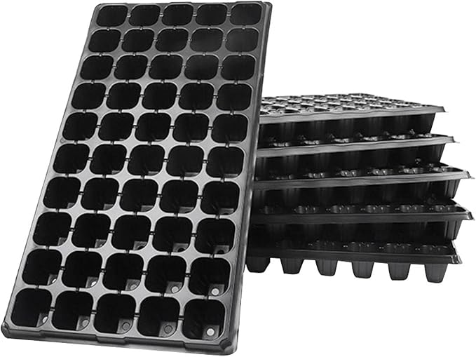 72 Cells Seedling Trays 5 Pack Gardening Germination Plastic Tray with Drain Holes Plant Grow Plug Trays for Plant Seedlings Propagation(10pcs)