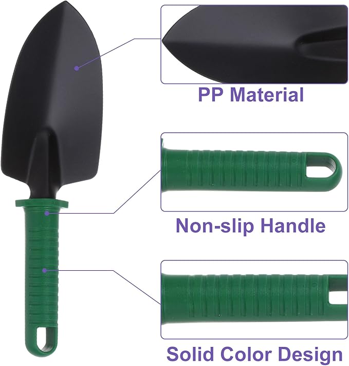 HARFINGTON 1 Set Garden Tool Set 10 Pieces Plastic Gardening Planting Tools Kit with Shovels Rake Scissor Trimmer Water Sprayer and Store Case Green